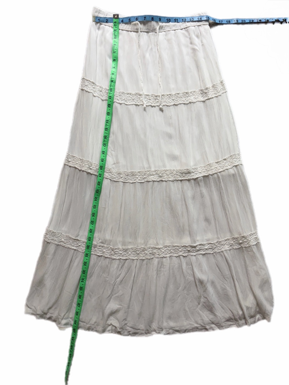 Boho Peasant Maxi Skirt Ivory - Picture 4 of 10